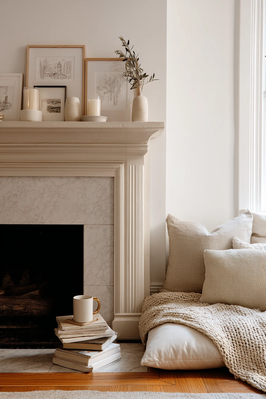 neutral mantel decor ideas 10