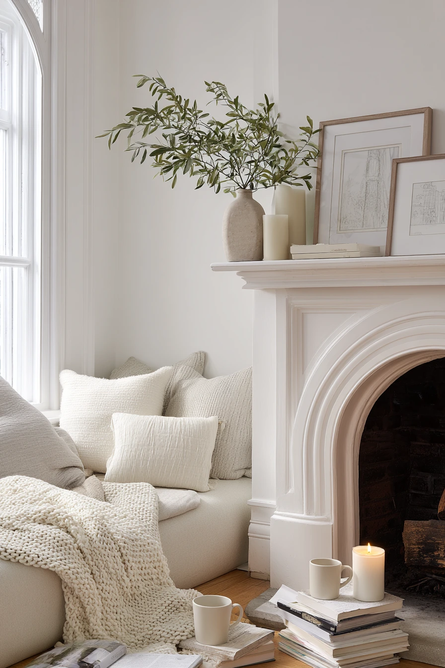neutral mantel decor ideas 11