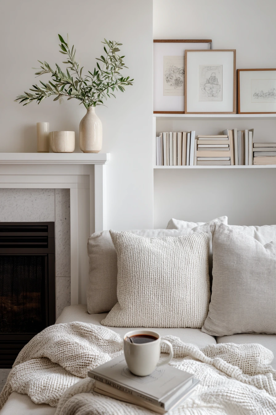 neutral mantel decor ideas 12