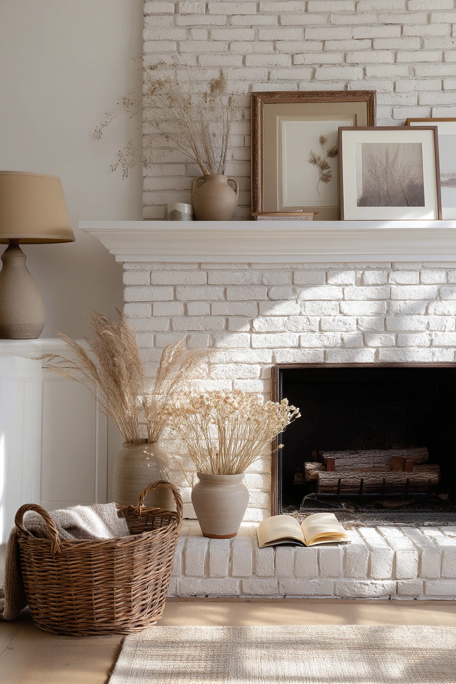neutral mantel decor ideas 13