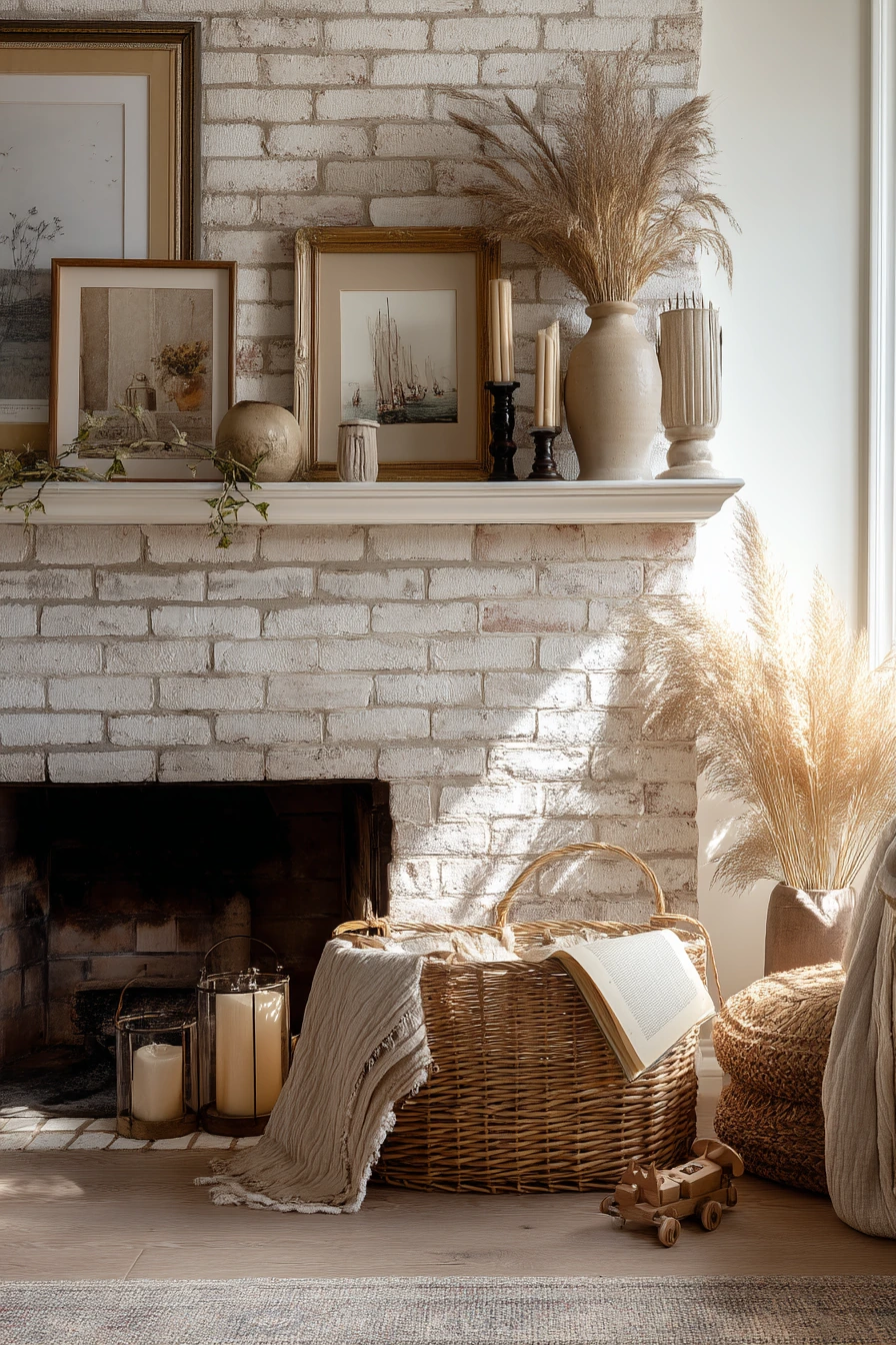 neutral mantel decor ideas 14