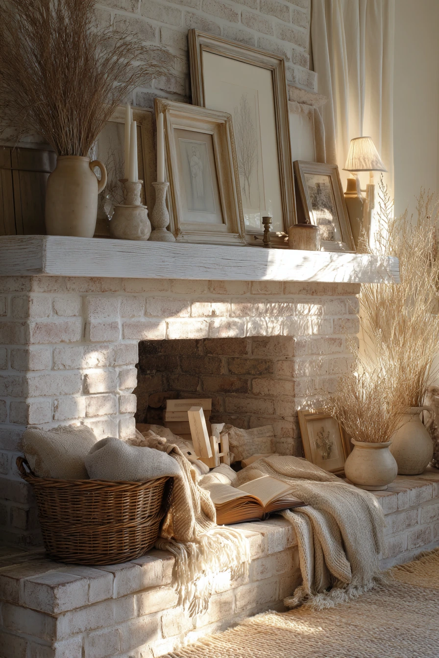 neutral mantel decor ideas 15
