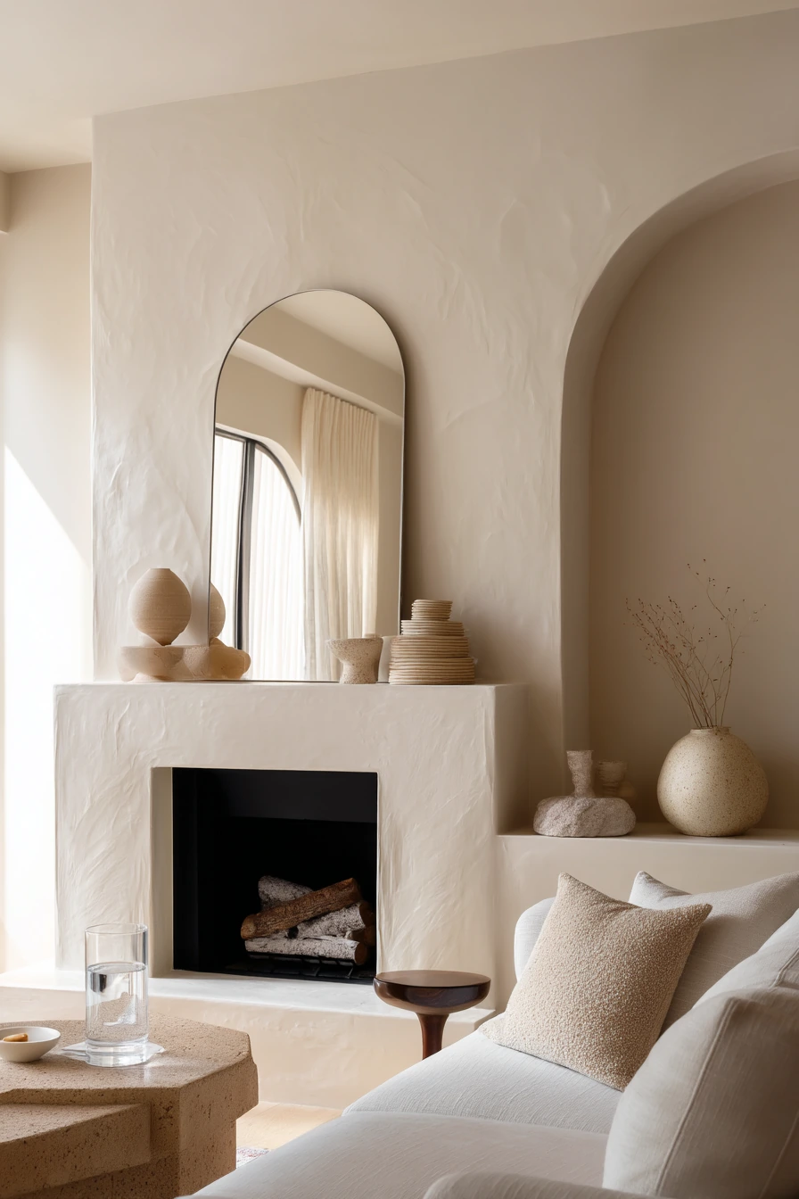 neutral mantel decor ideas 18