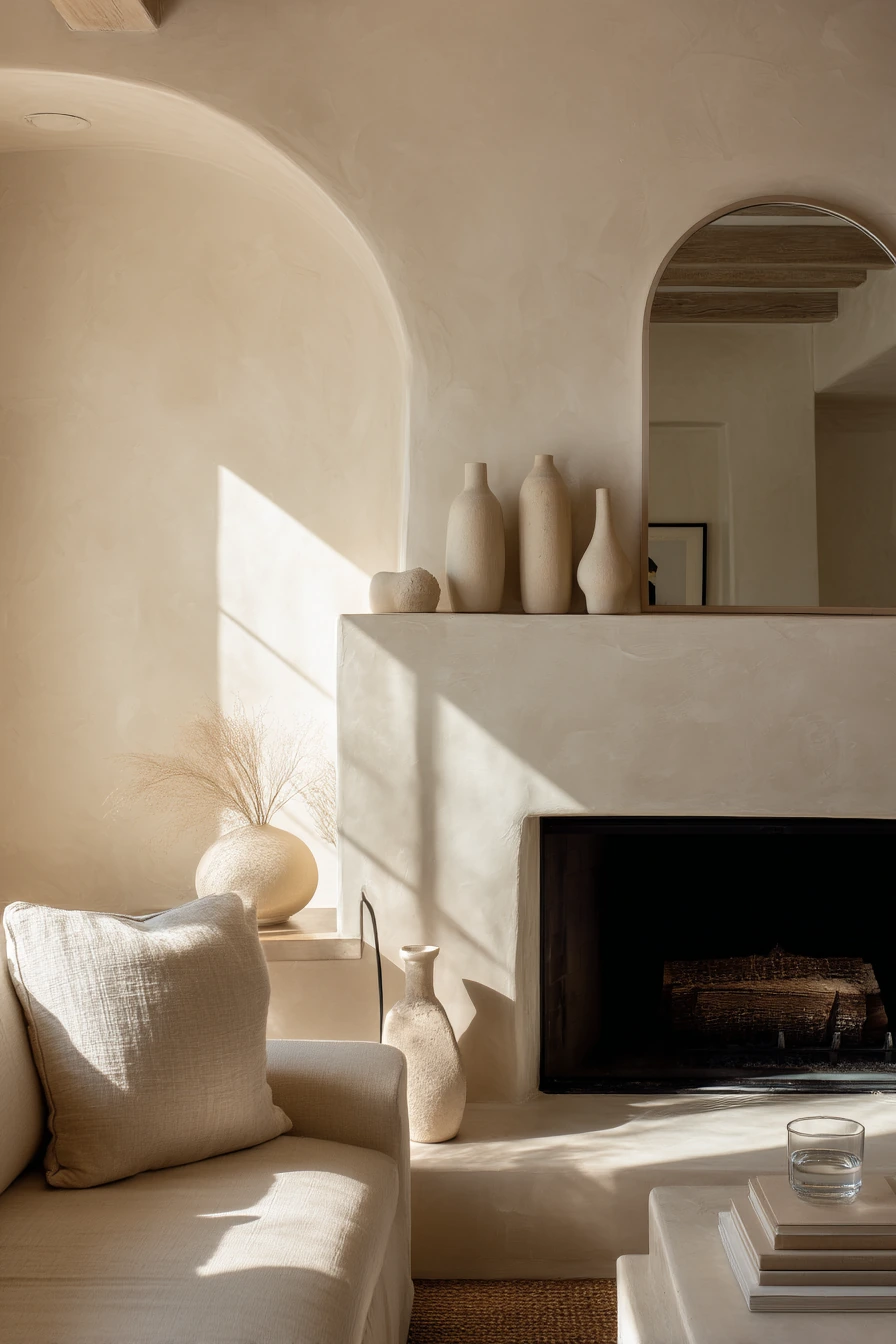 neutral mantel decor ideas 19