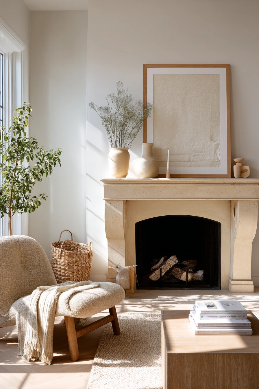 neutral mantel decor ideas 2