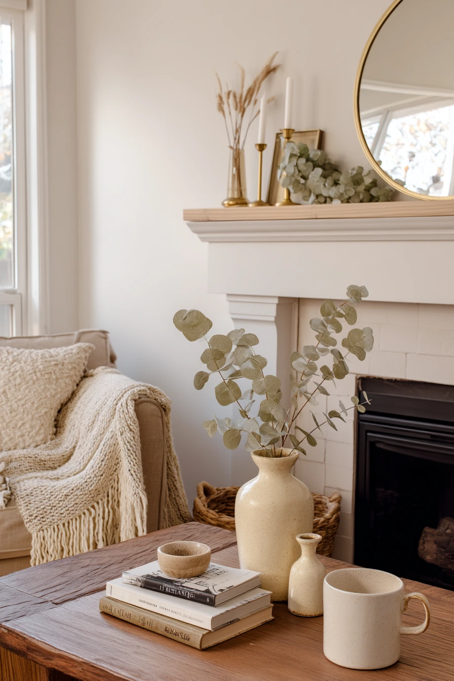 neutral mantel decor ideas 21