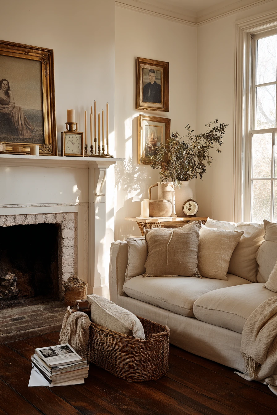 neutral mantel decor ideas 36