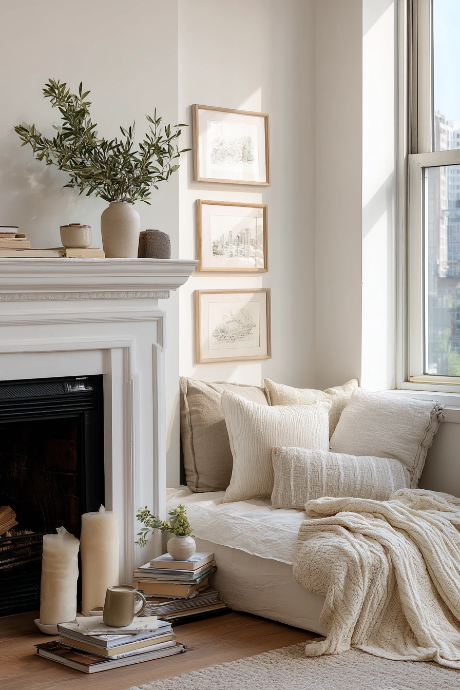 neutral mantel decor ideas 9