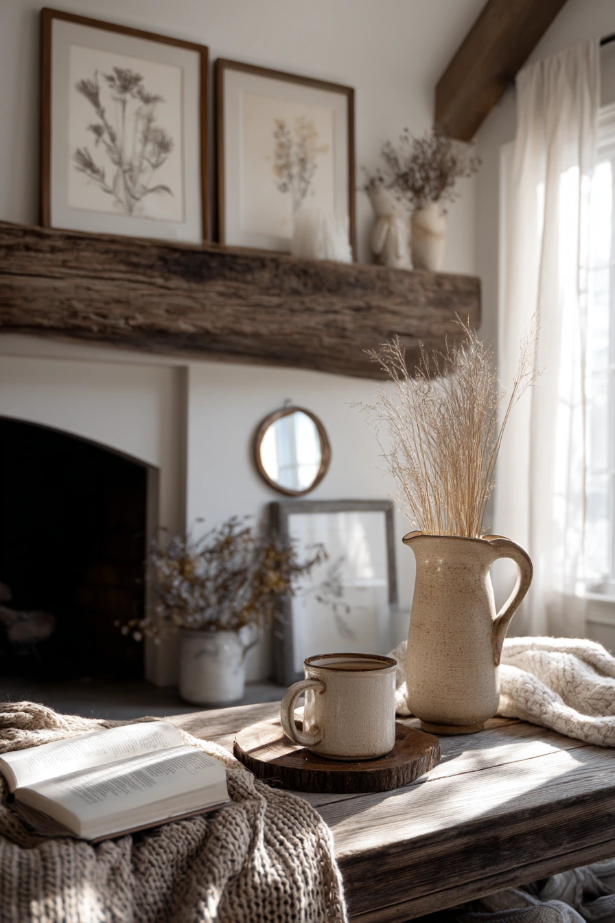 rustic mantel styling ideas 10