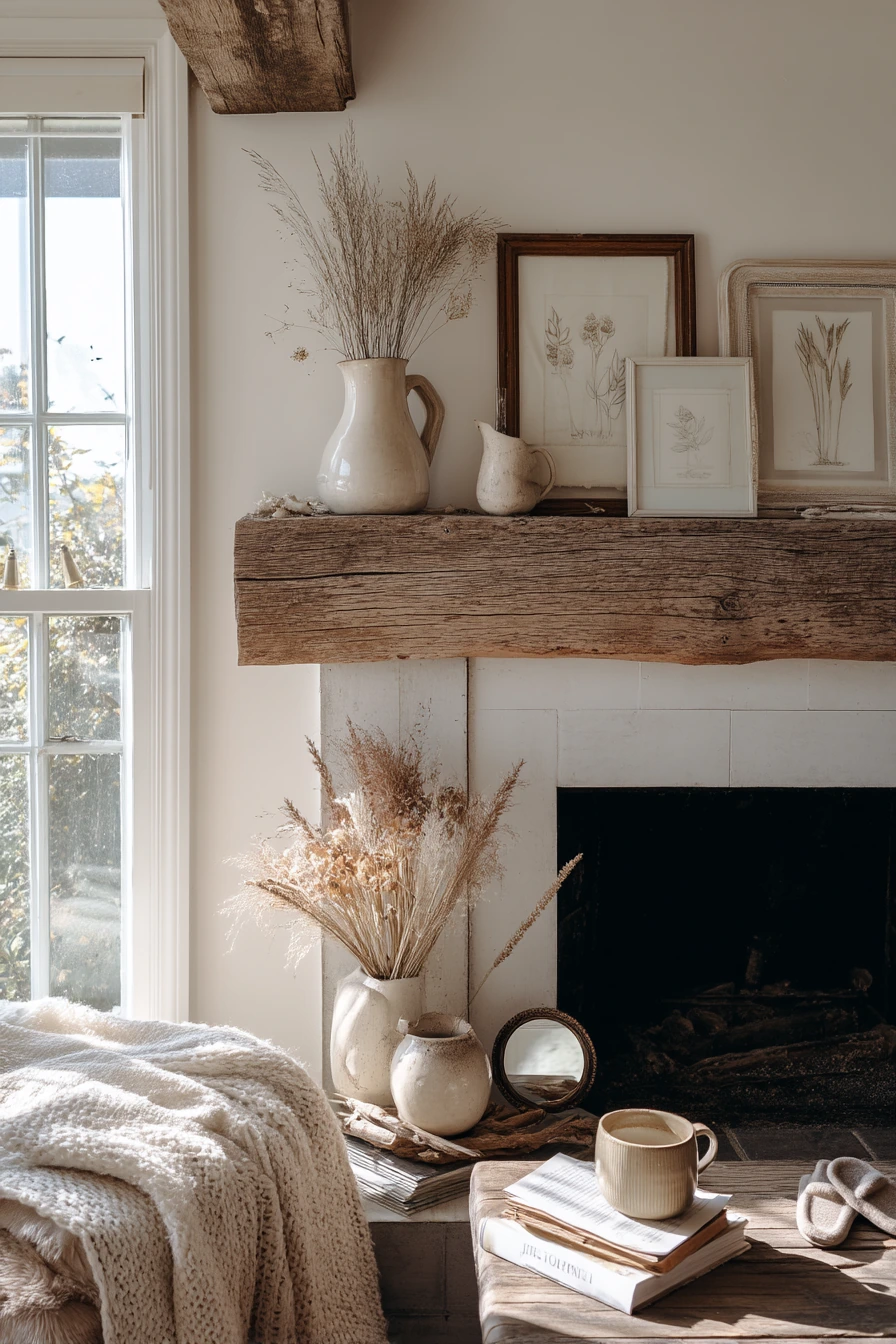 rustic mantel styling ideas 12