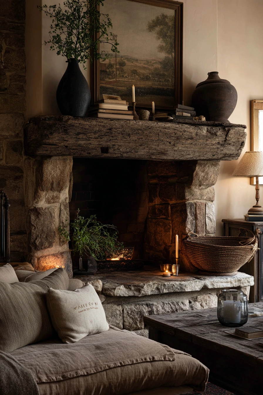 rustic mantel styling ideas 14