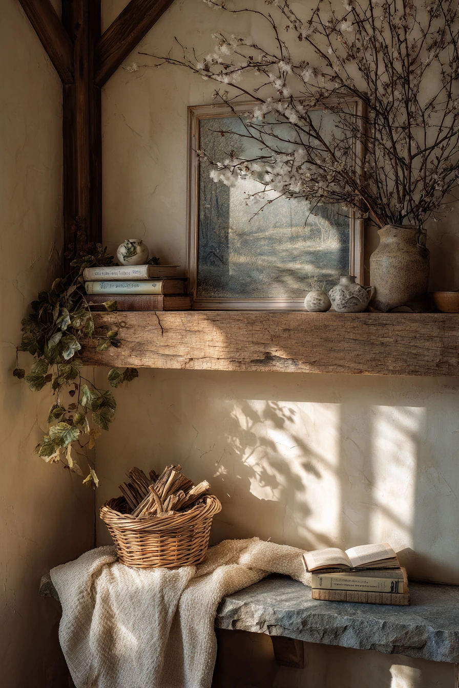 rustic mantel styling ideas 31