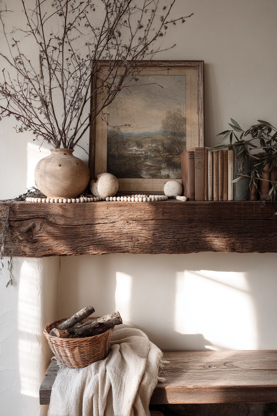 rustic mantel styling ideas 32