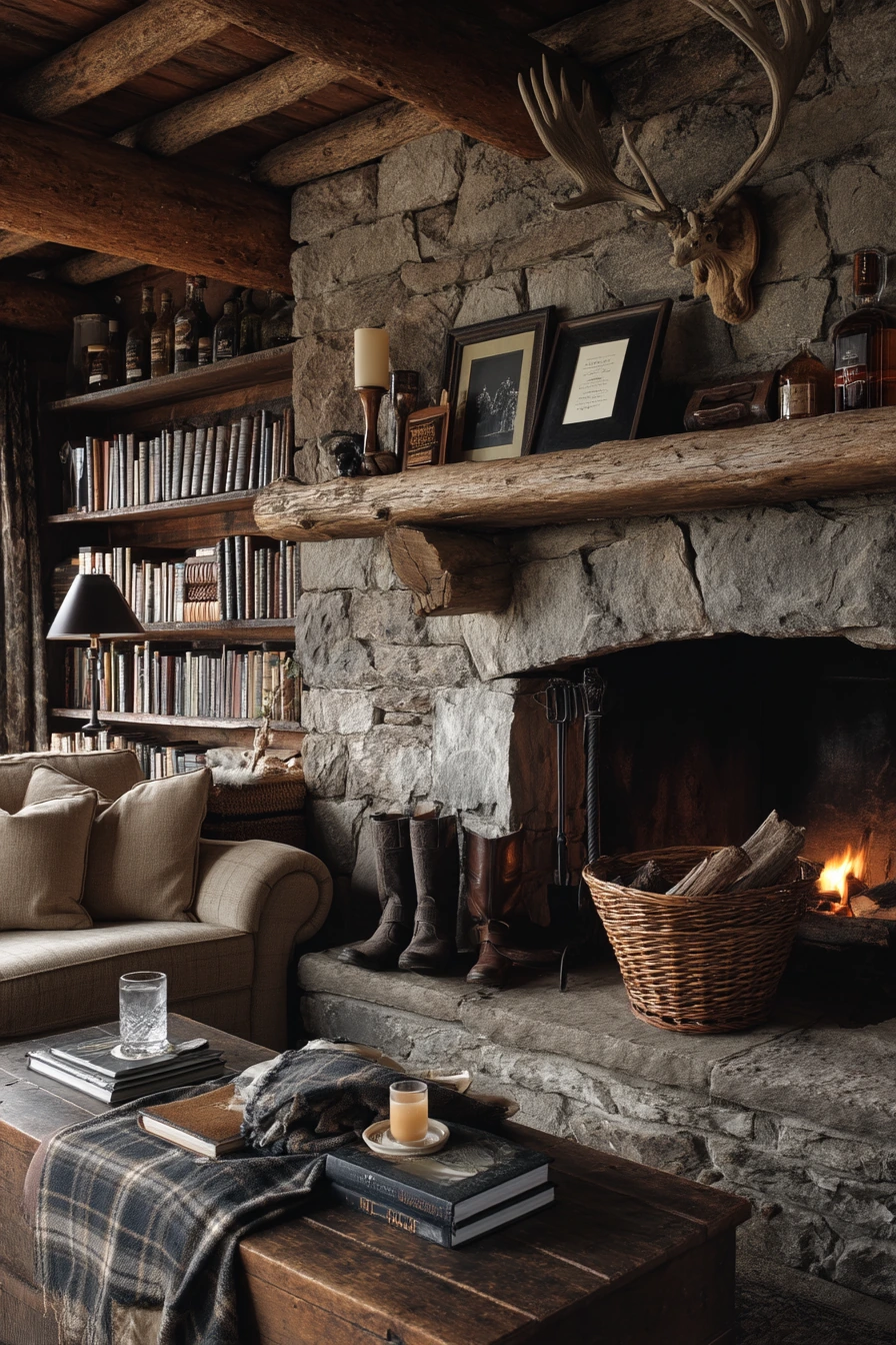 rustic mantel styling ideas 34
