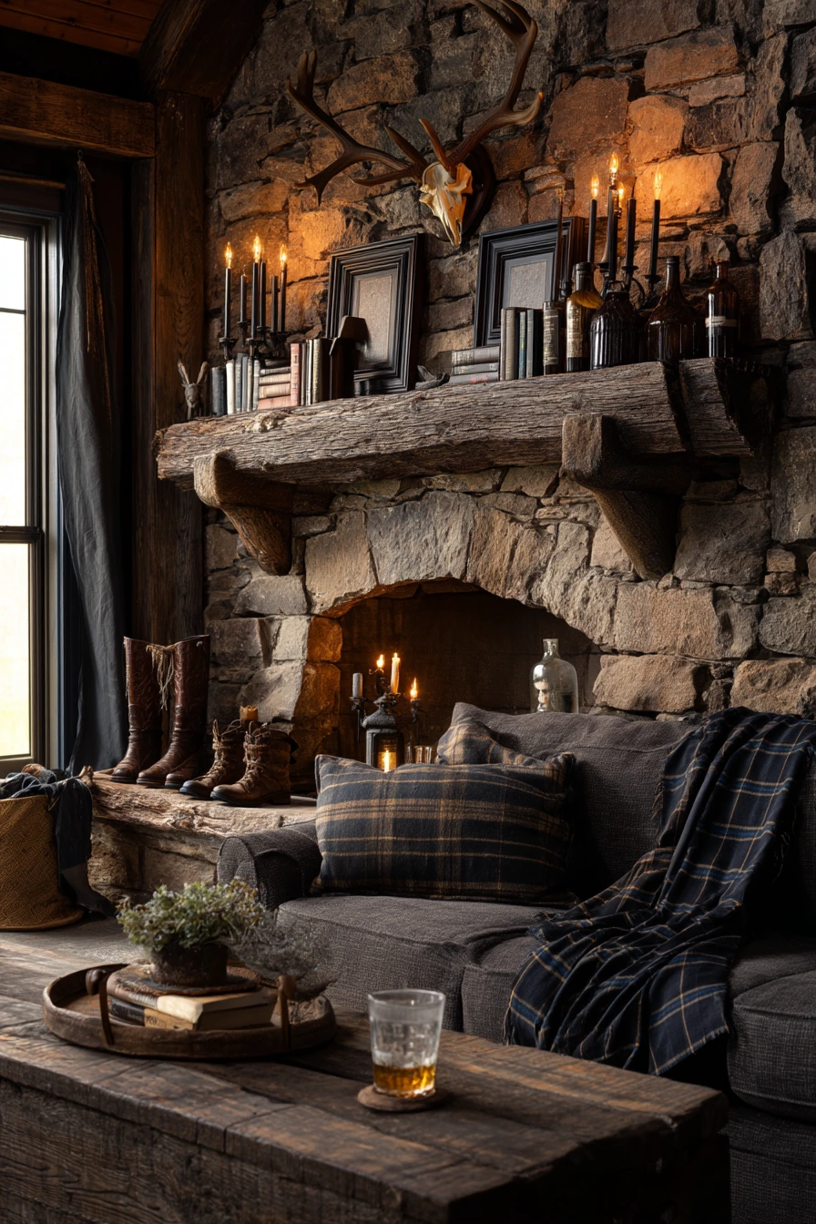 rustic mantel styling ideas 35