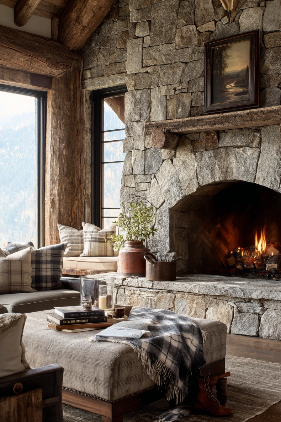 rustic wood burning fireplace ideas 15