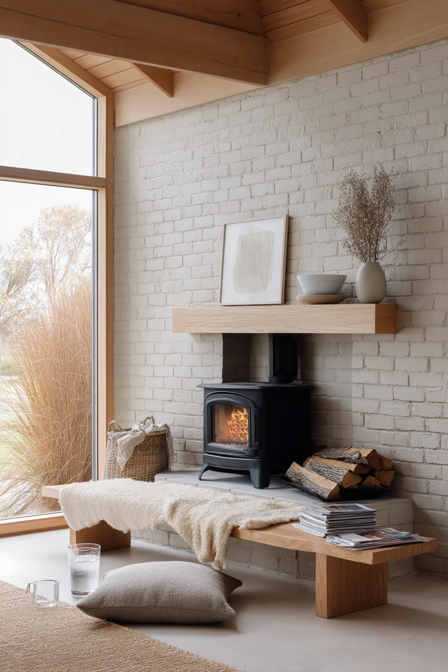 rustic wood burning fireplace ideas 17
