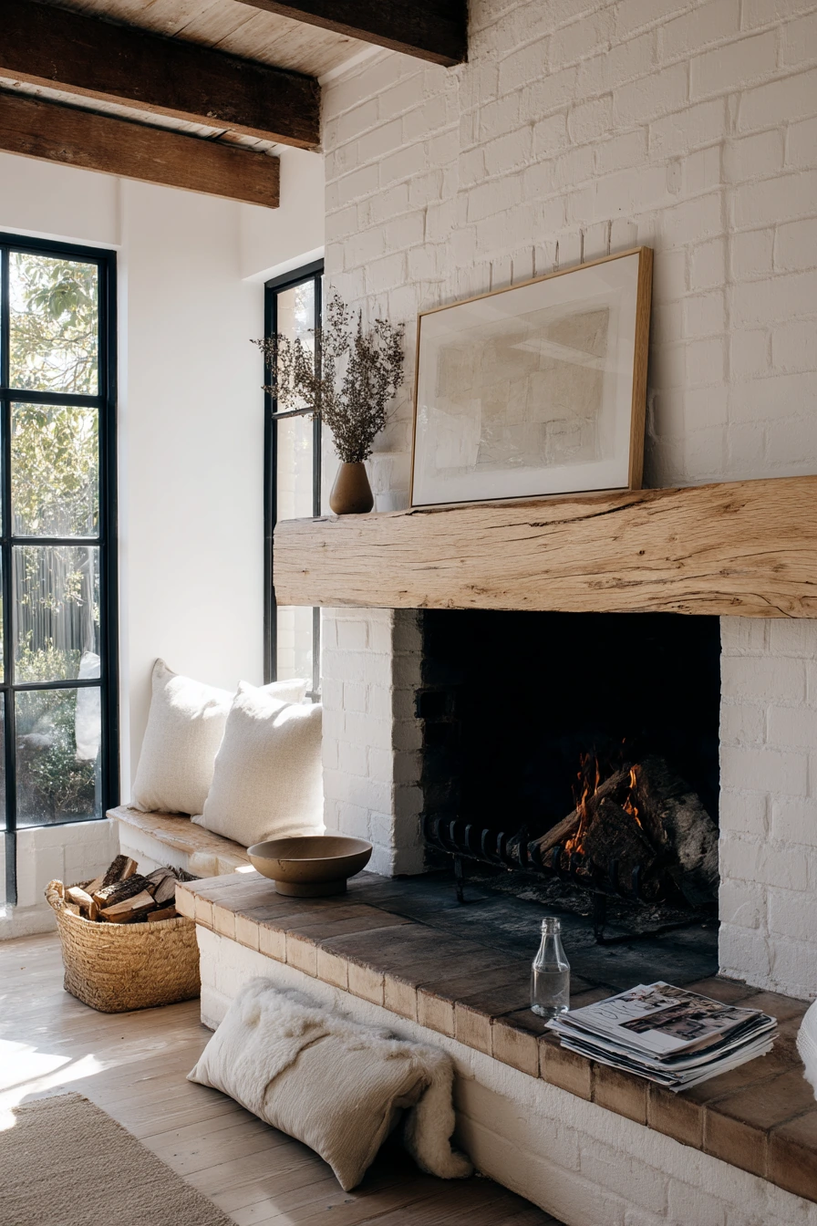 rustic wood burning fireplace ideas 18