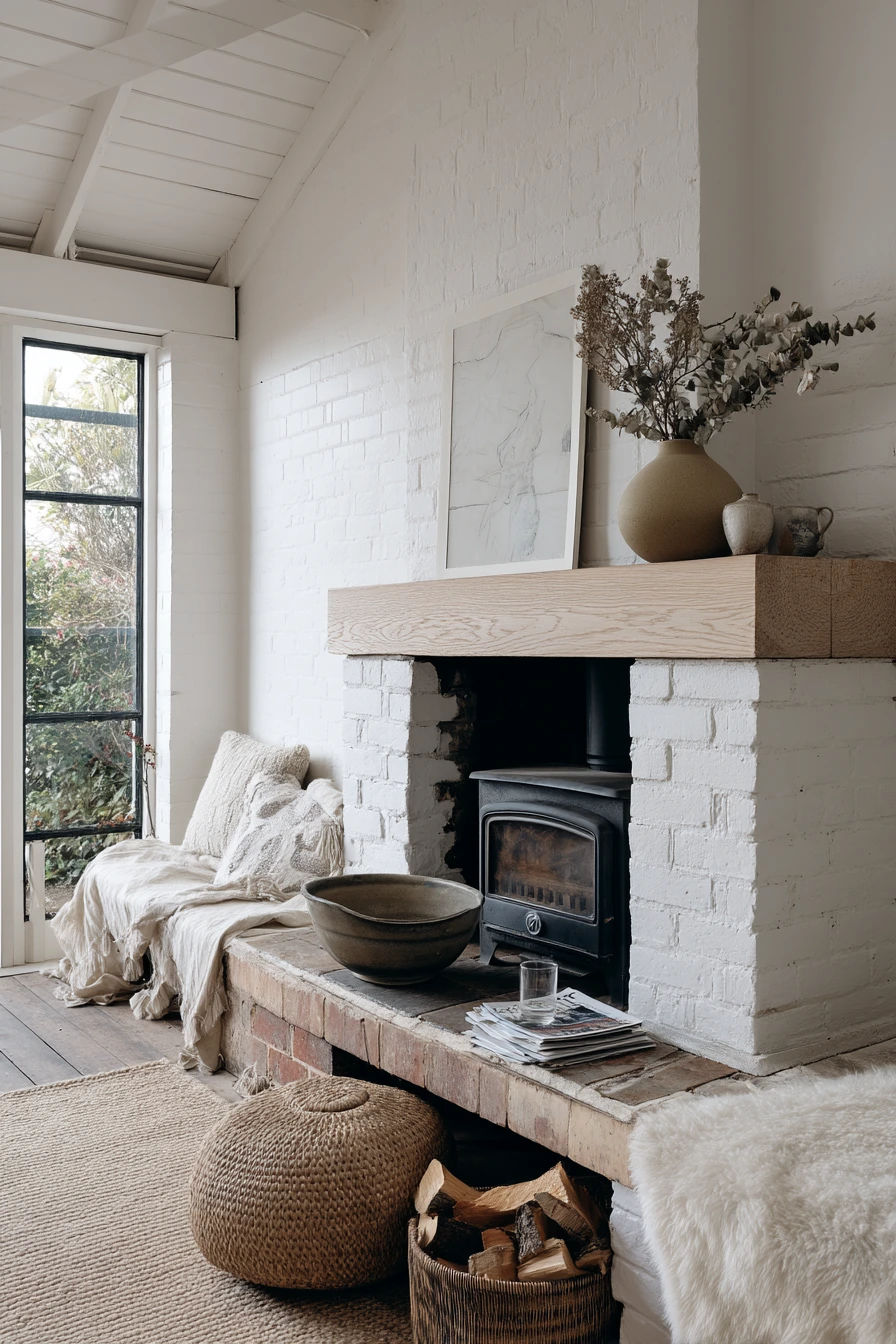 rustic wood burning fireplace ideas 20