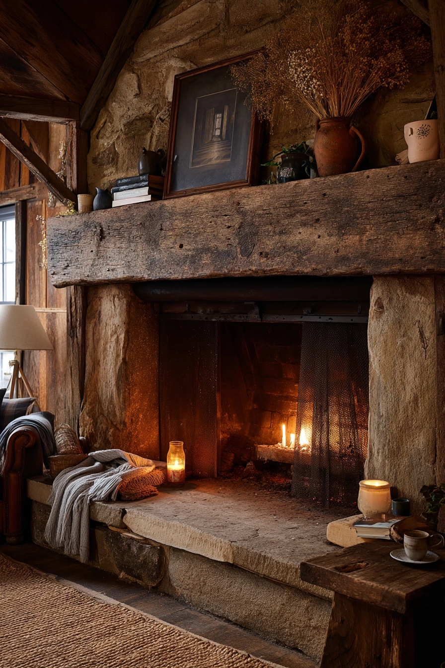 rustic wood burning fireplace ideas 22