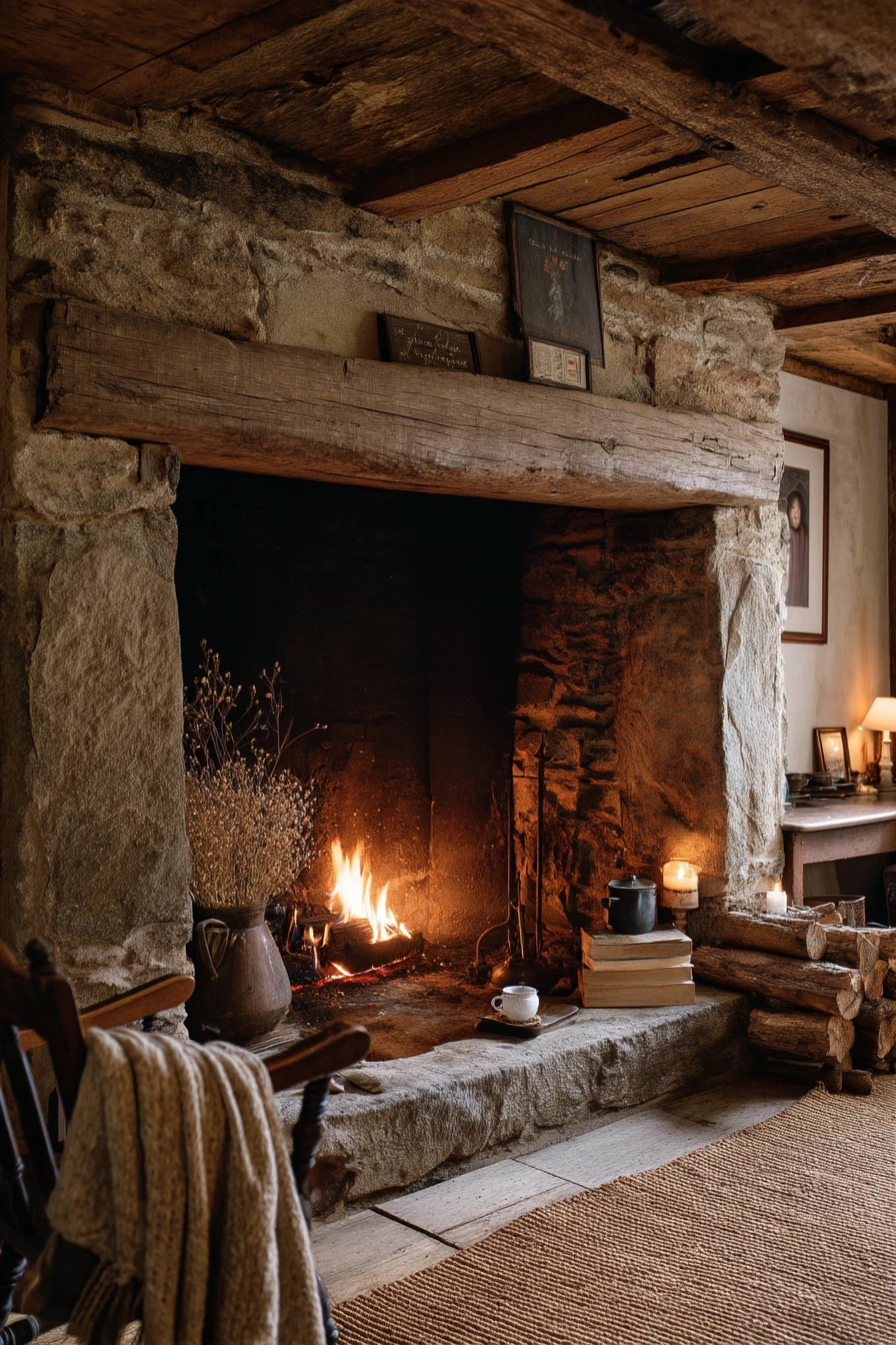 rustic wood burning fireplace ideas 24