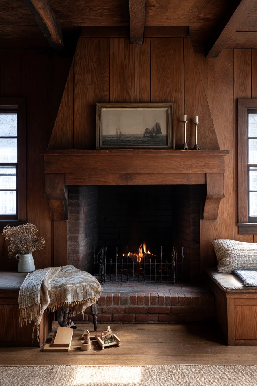 rustic wood burning fireplace ideas 27