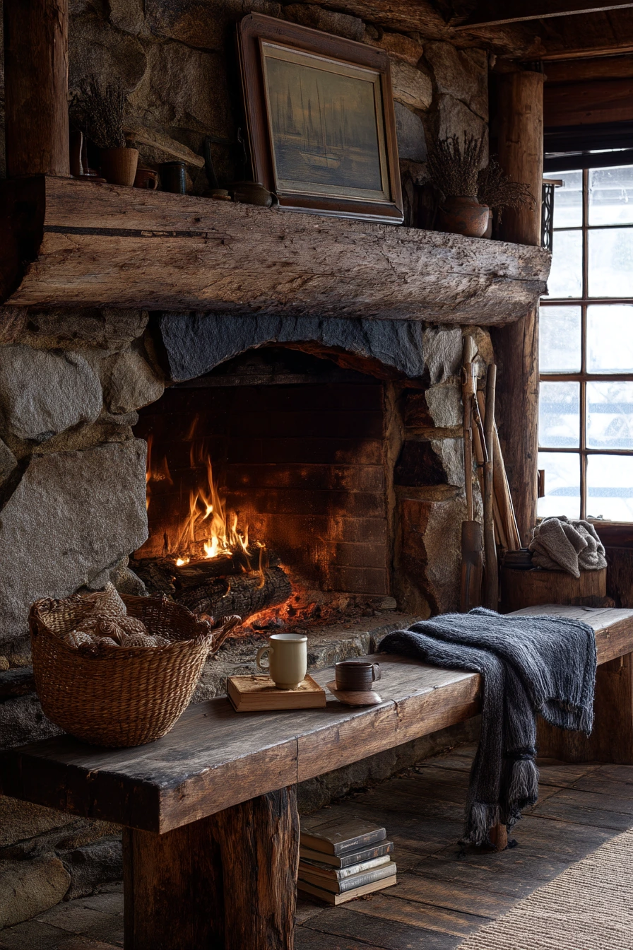 rustic wood burning fireplace ideas 3