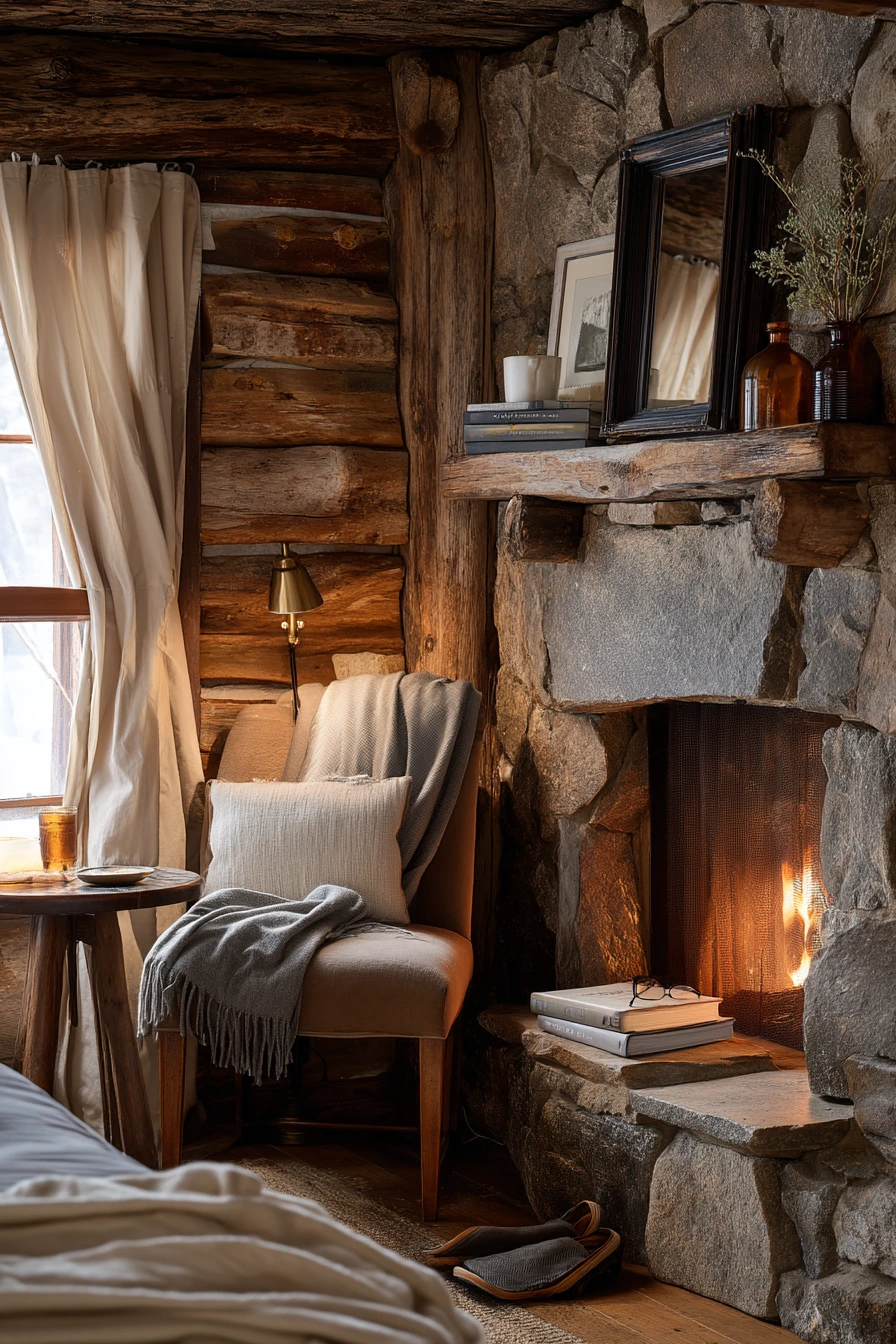rustic wood burning fireplace ideas 34