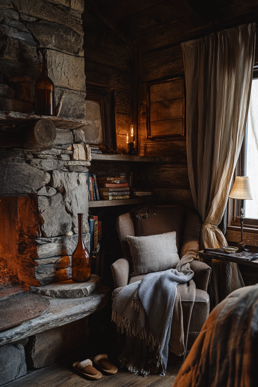rustic wood burning fireplace ideas 36