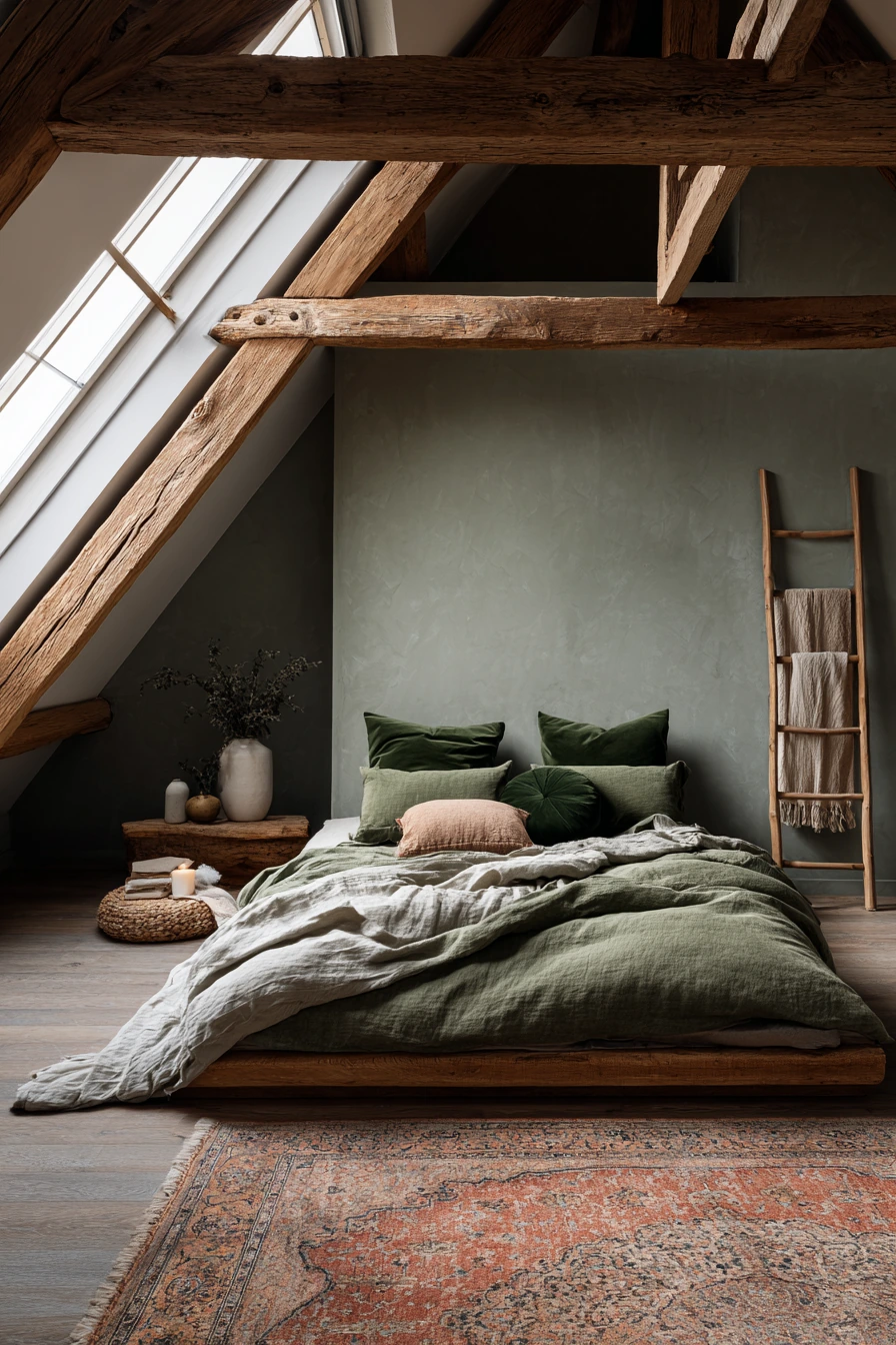 sage green boho bedroom 10