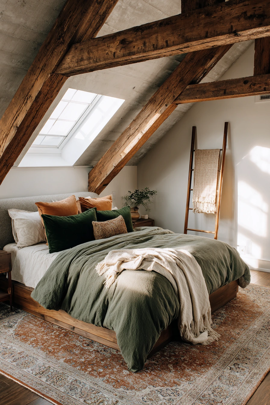sage green boho bedroom 11