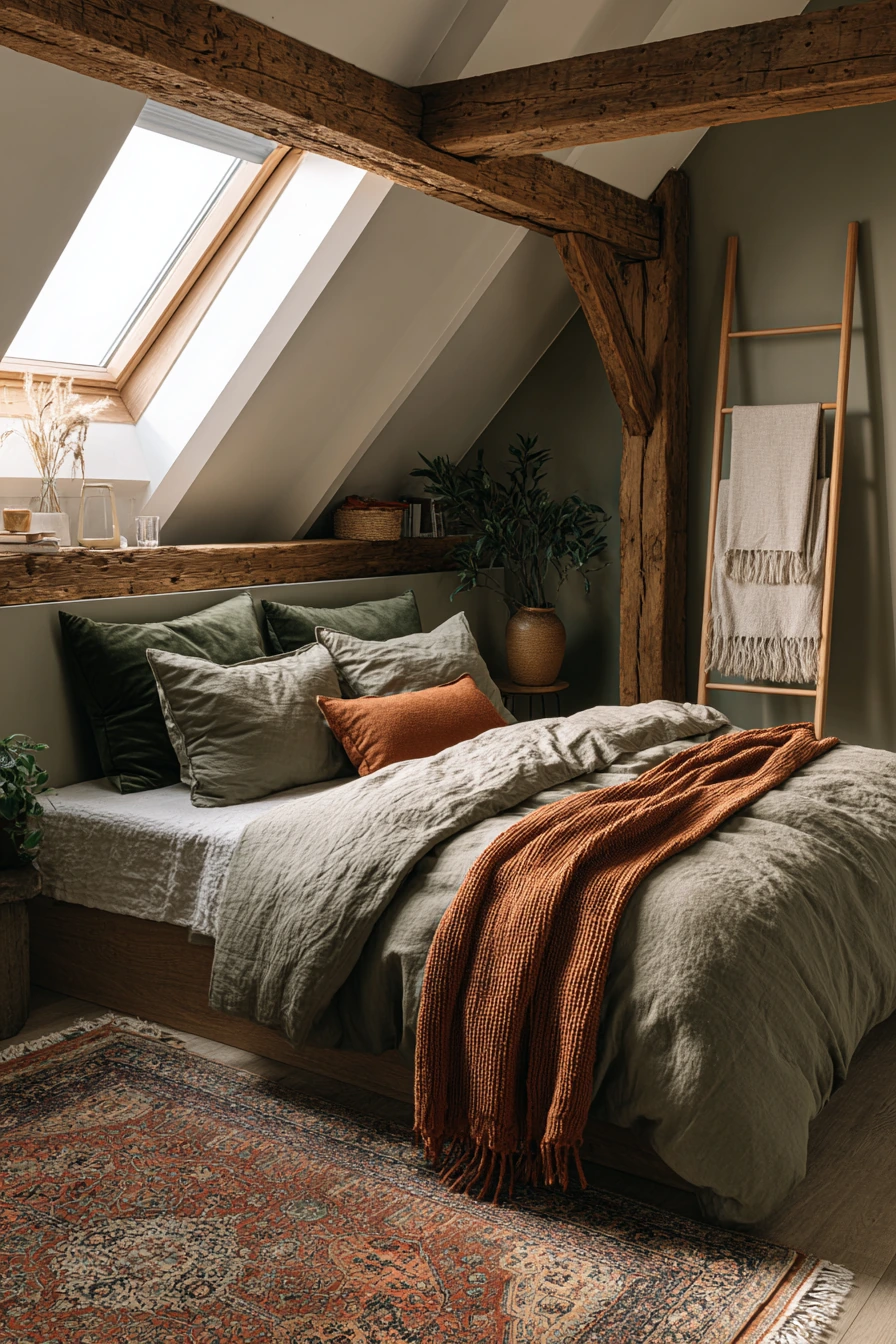 sage green boho bedroom 12