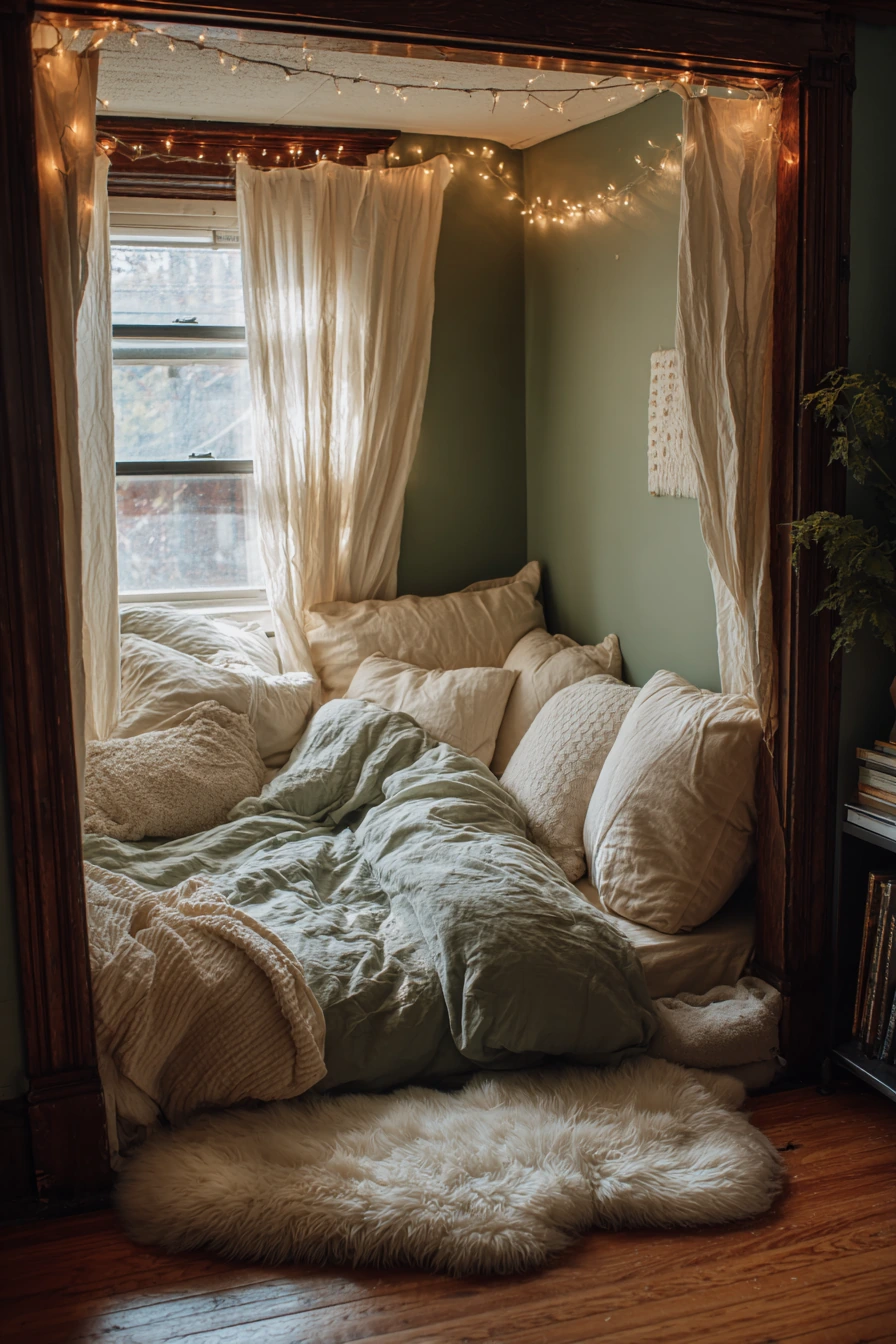sage green boho bedroom 29