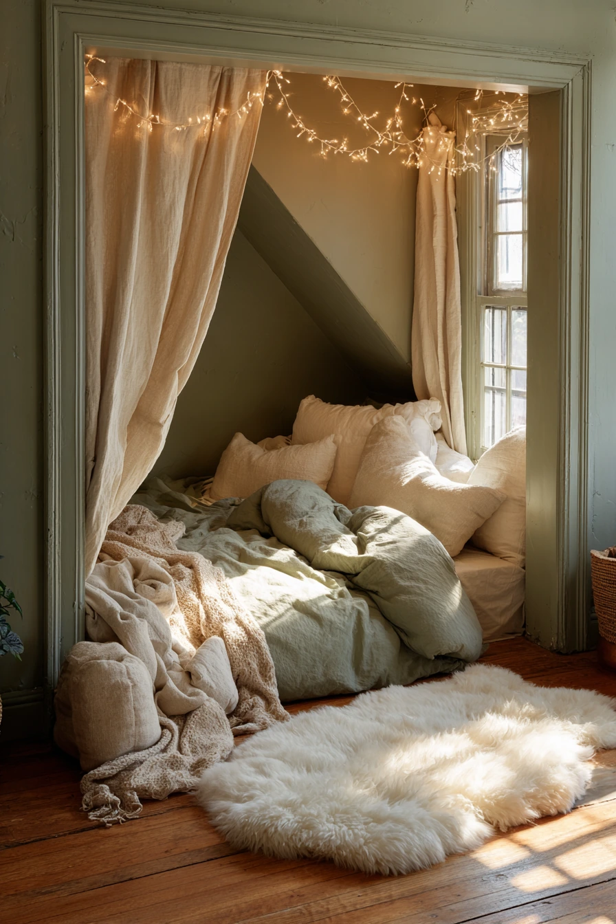 sage green boho bedroom 31