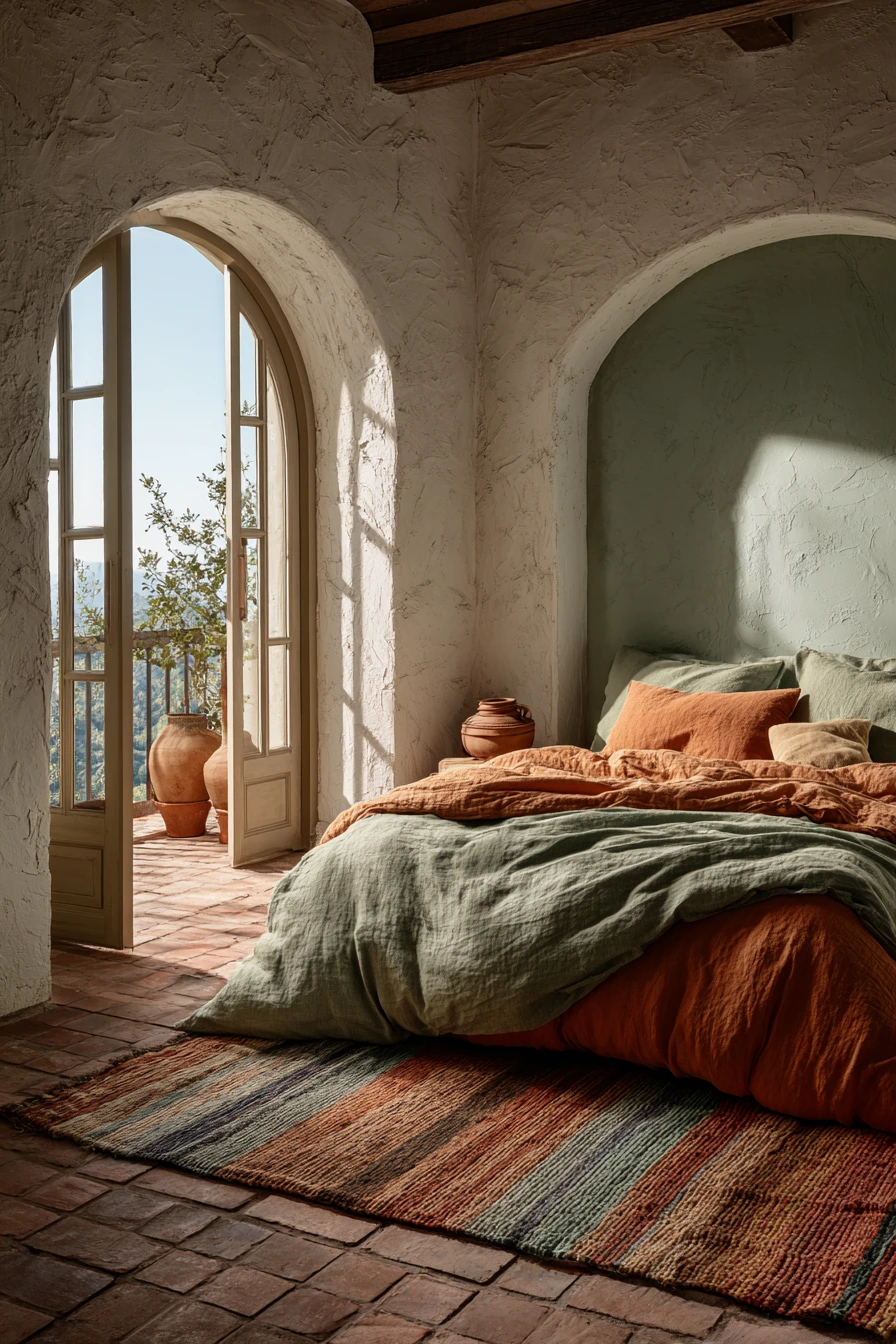 sage green boho bedroom 33
