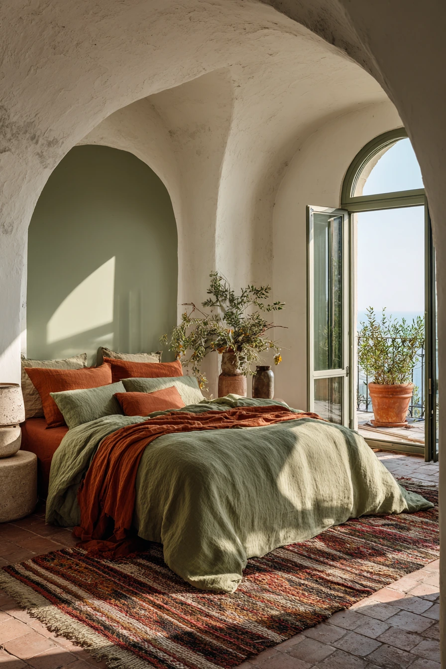 sage green boho bedroom 36
