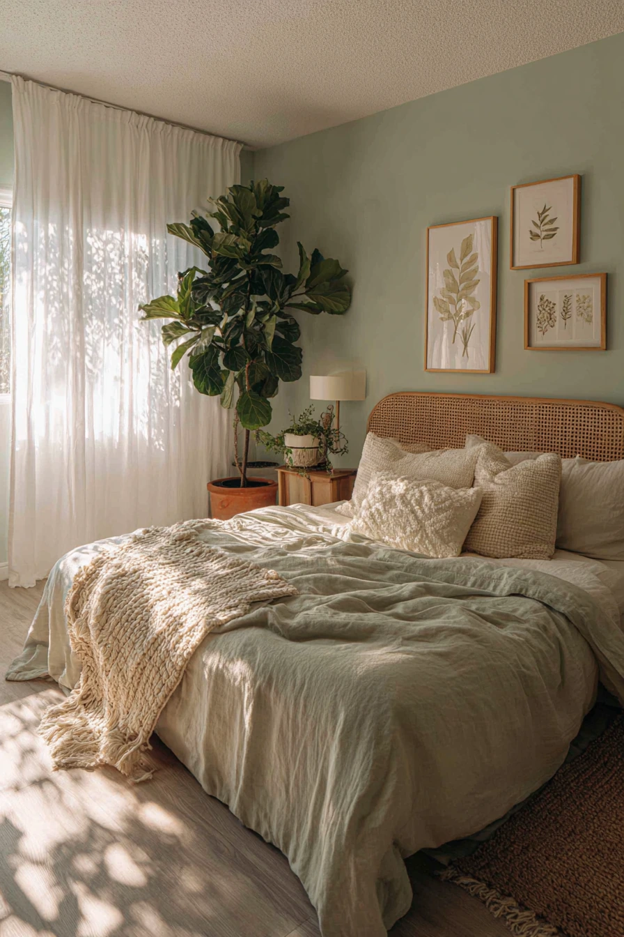 sage green boho bedroom 4
