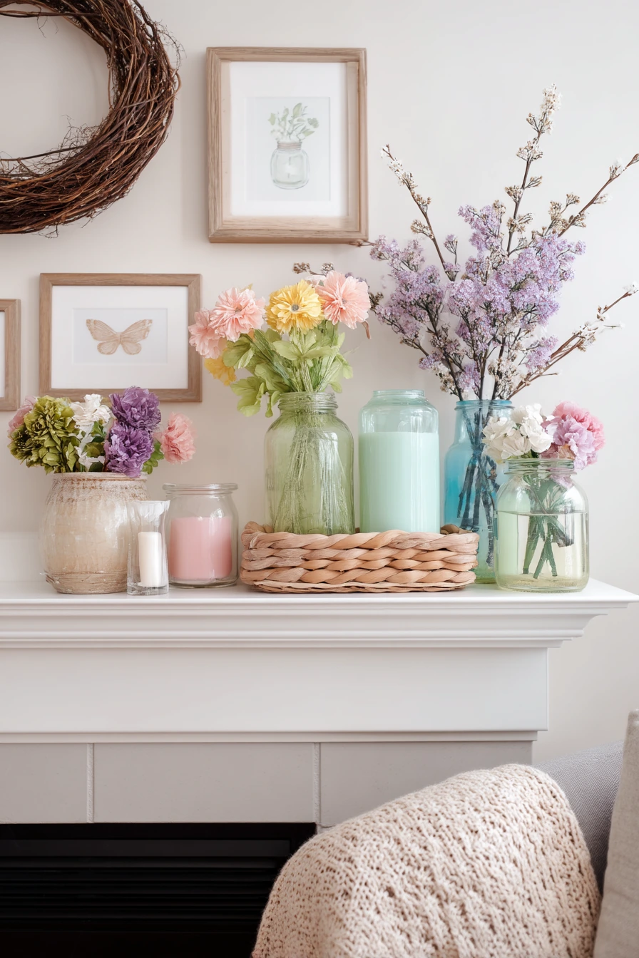 spring mantel decor ideas 24