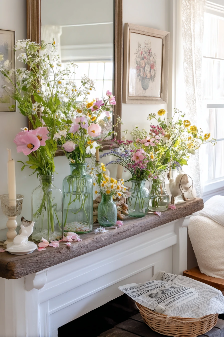 spring mantel decor ideas 7