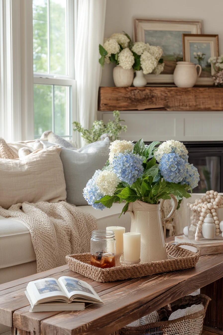 summer mantel styling ideas 22