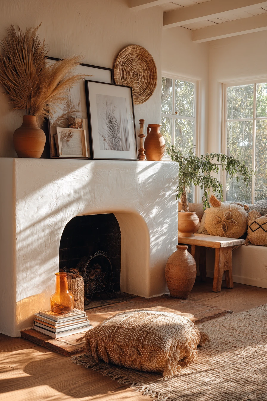 summer mantel styling ideas 27