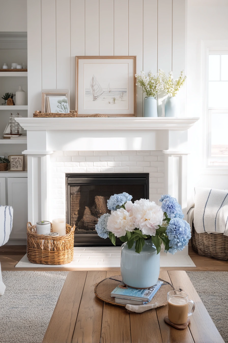summer mantel styling ideas 29