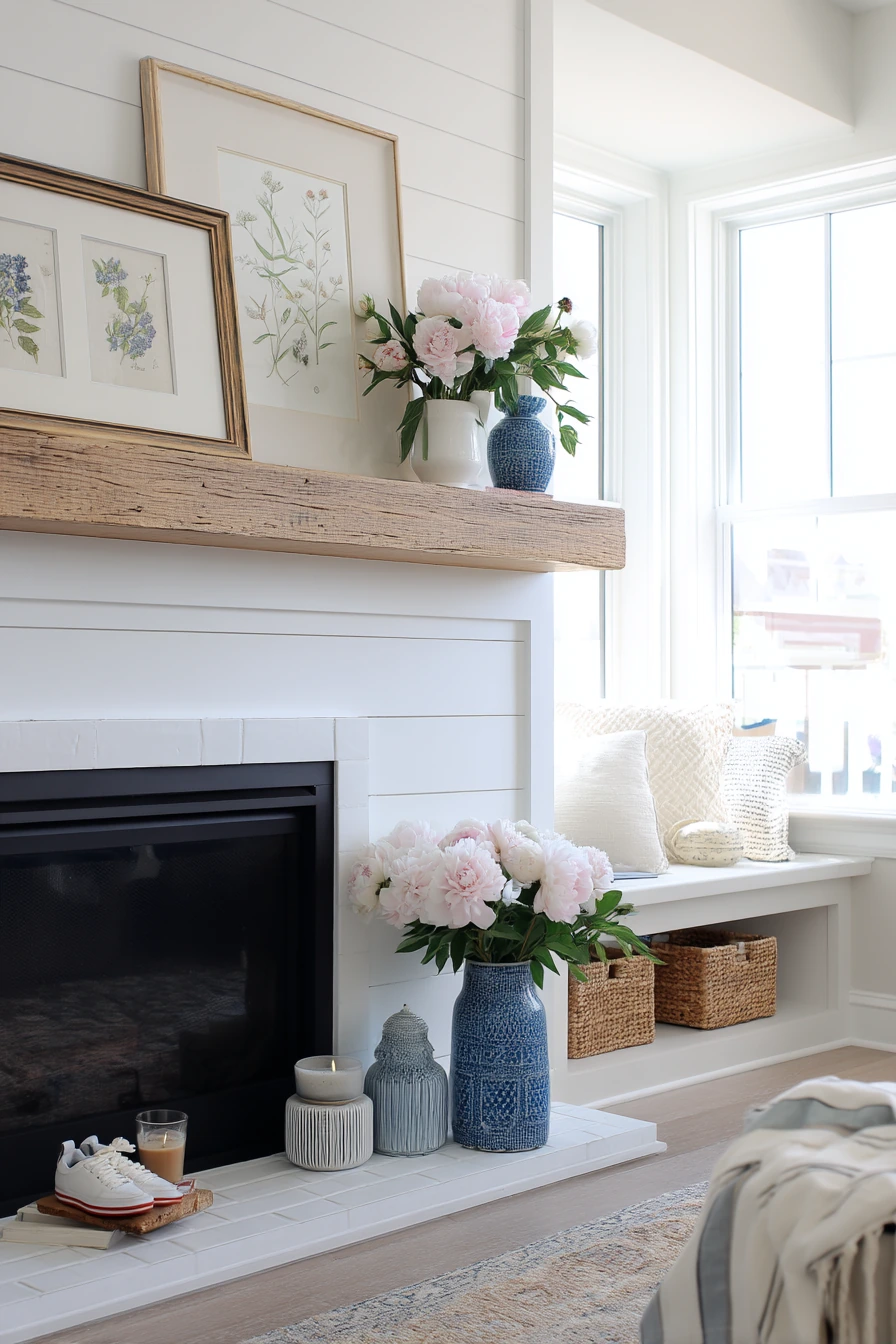 summer mantel styling ideas 30
