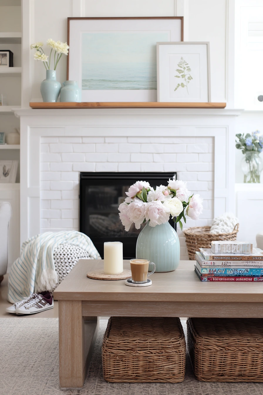 summer mantel styling ideas 31