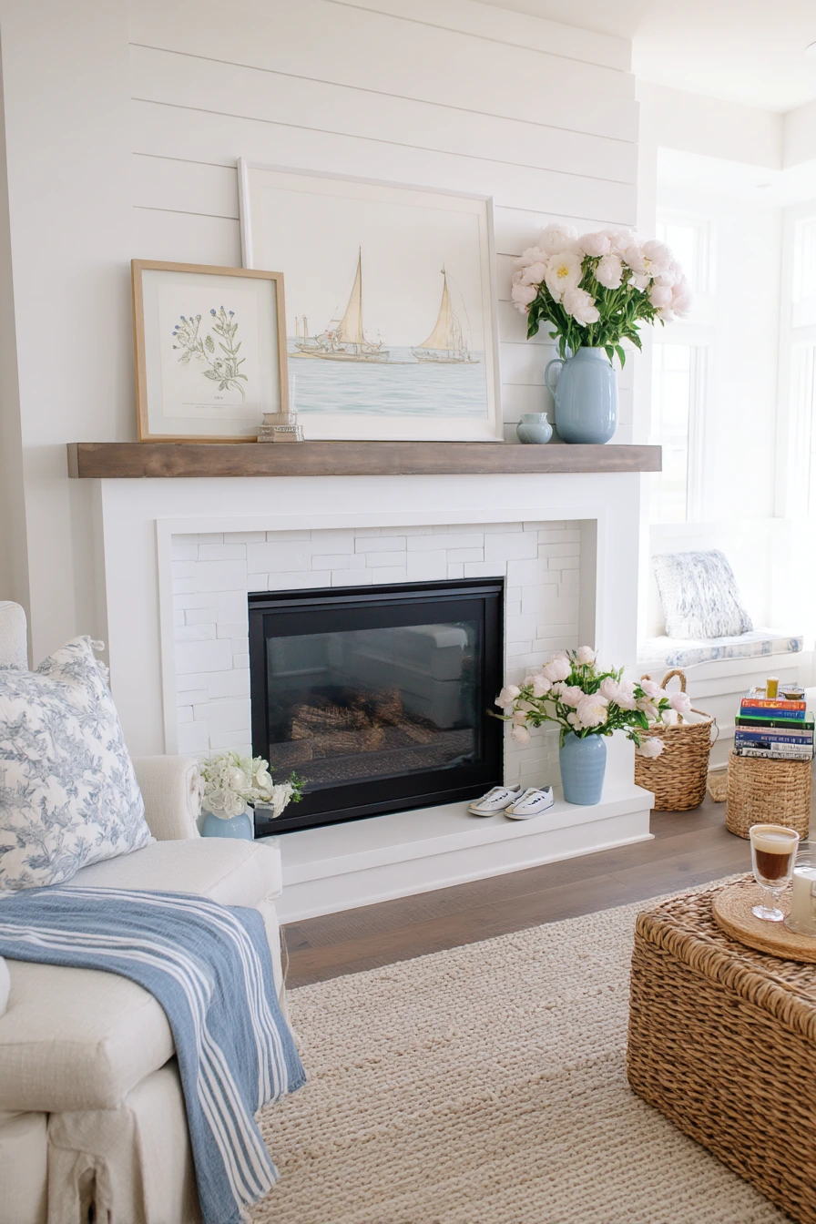summer mantel styling ideas 32