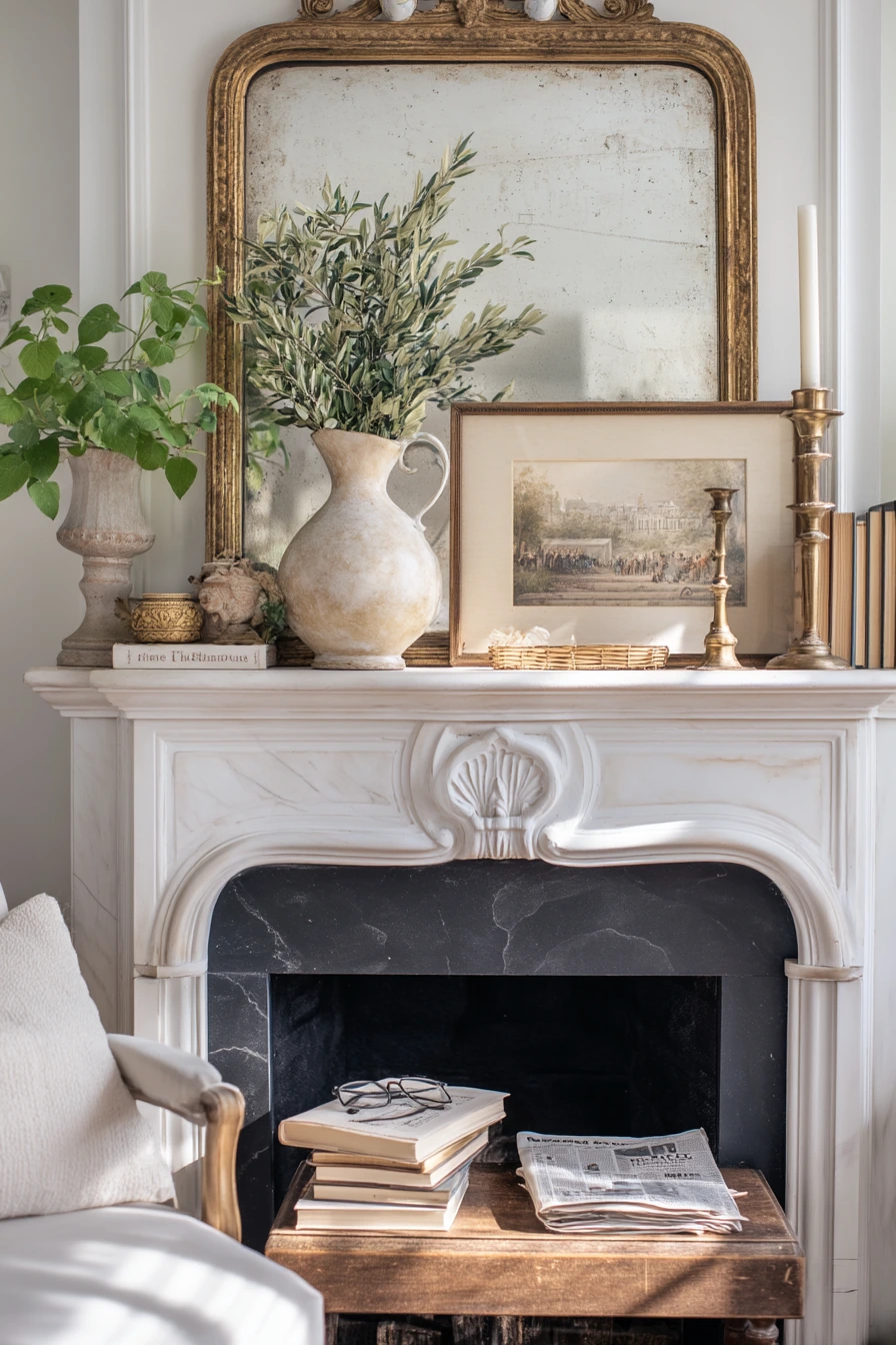 summer mantel styling ideas 35
