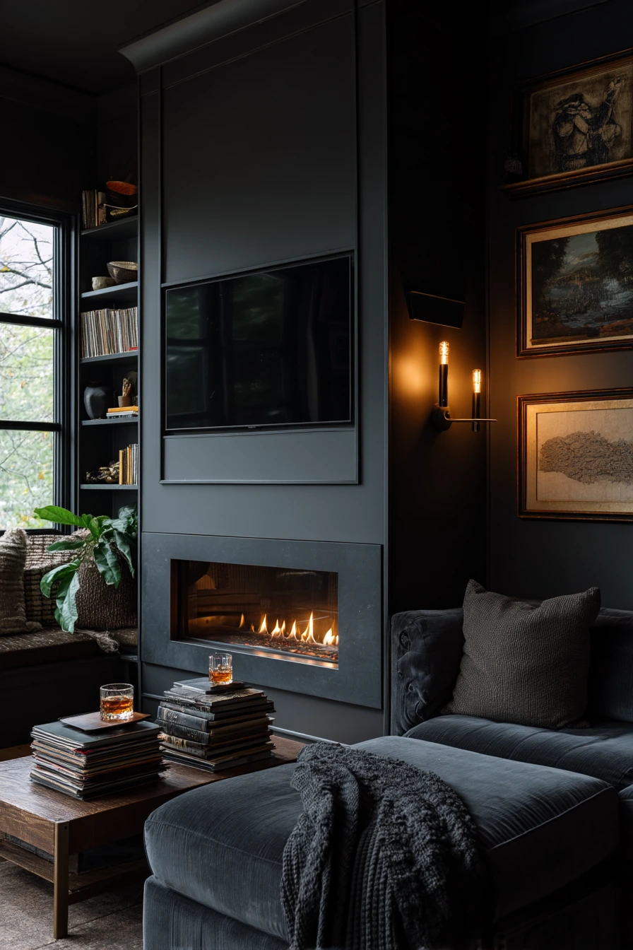 tv above fireplace layout ideas 32