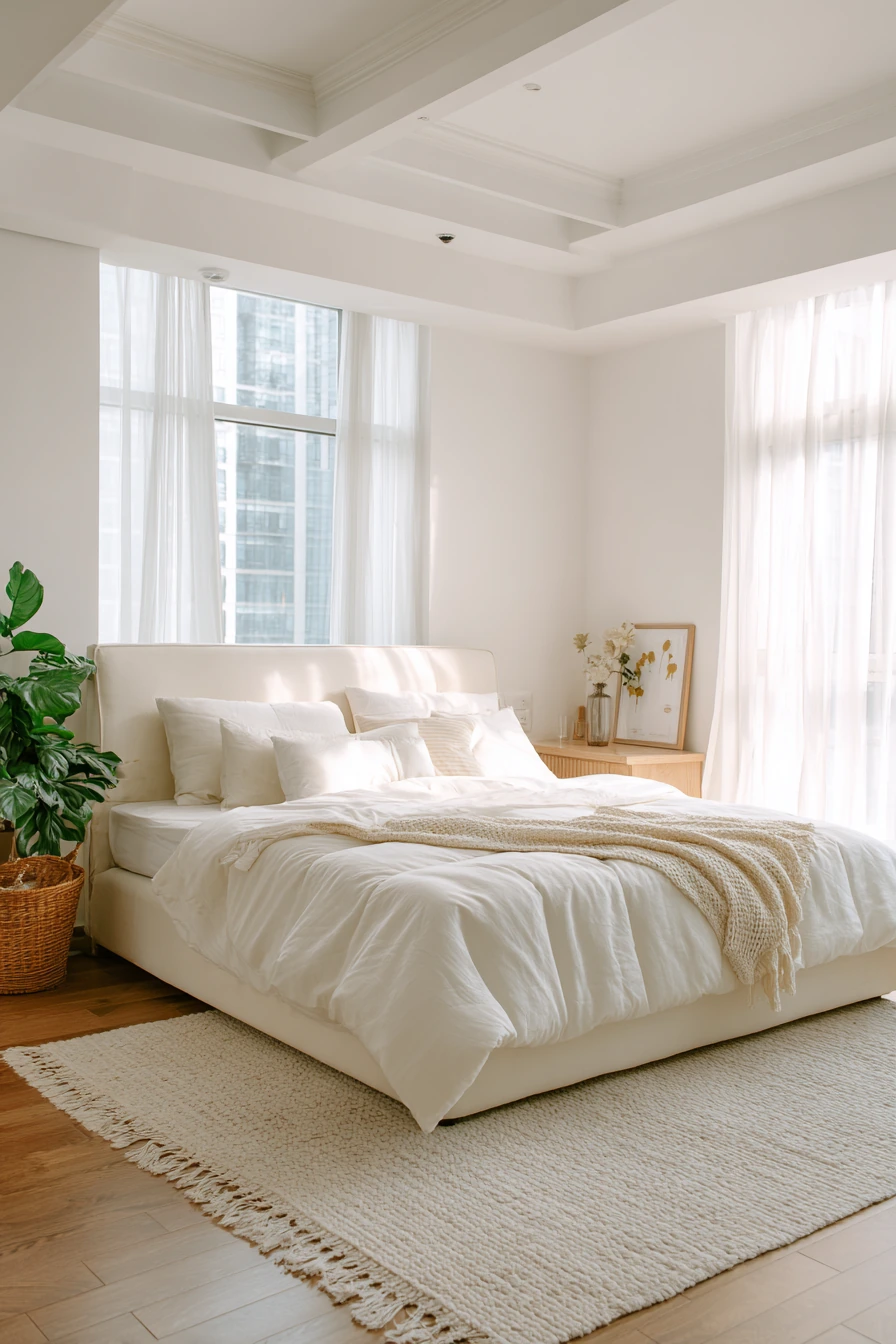 white aesthetic bedroom ideas 36