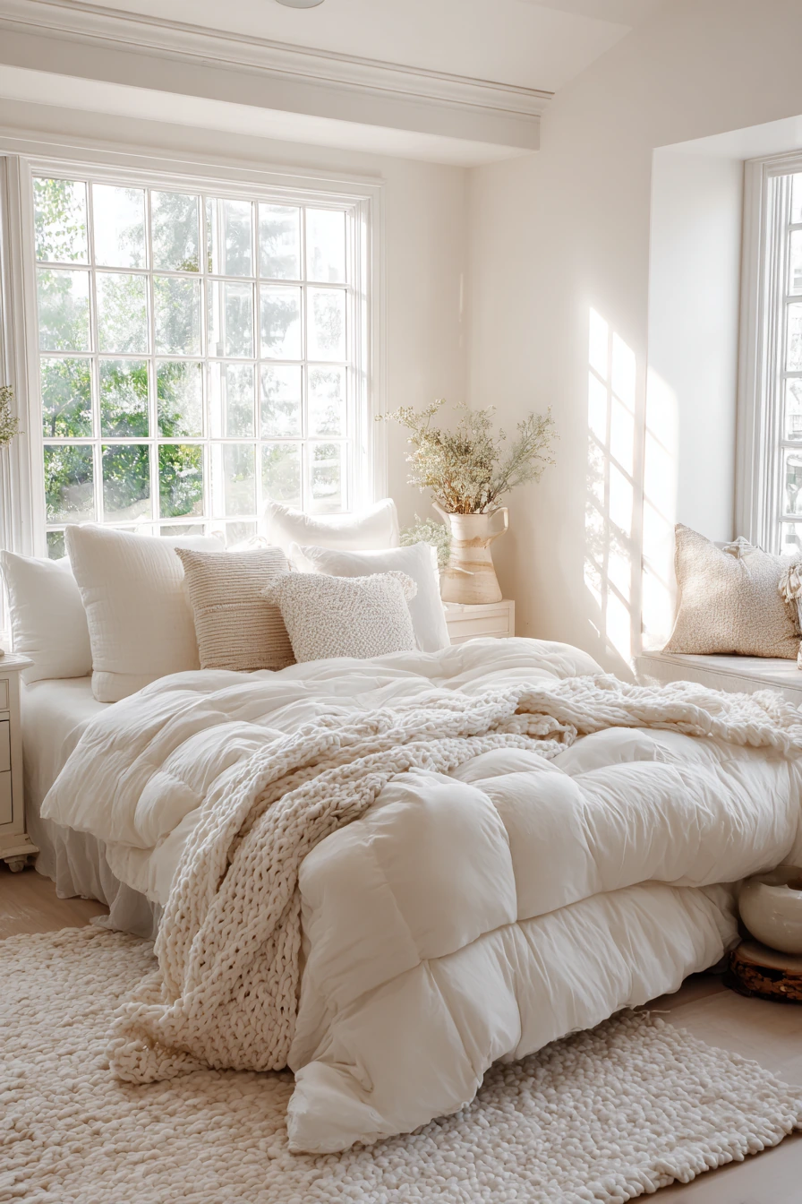 white aesthetic bedroom ideas 7