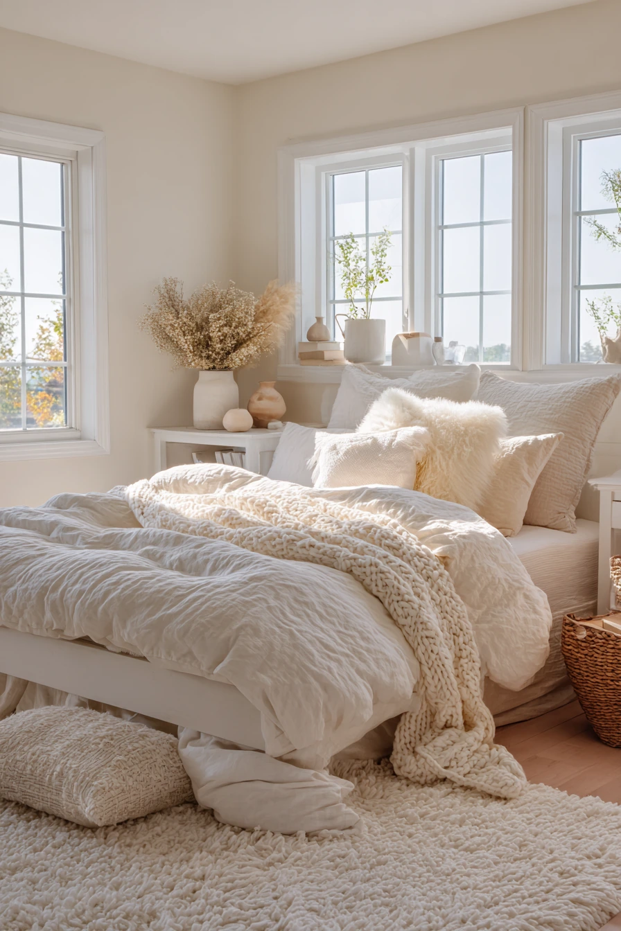 white aesthetic bedroom ideas 8